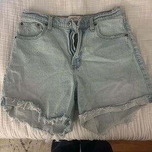 Abercrombie & Fitch High Rise Dad Short Light Wash Jean Shorts